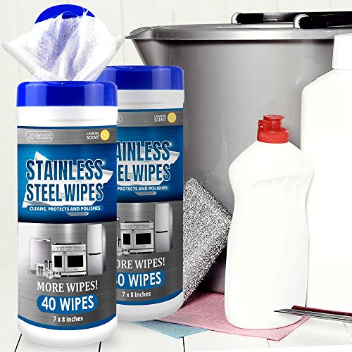 JJ CARE Stainless Steel Wipes with Microfiber Cloth [Pack of 80] Stainless Steel Cleaner Wipes, Removes Water Marks, Streaks, Smudges and Grease on Appliances, 40 Wipes per Tub - Thumbnail 7