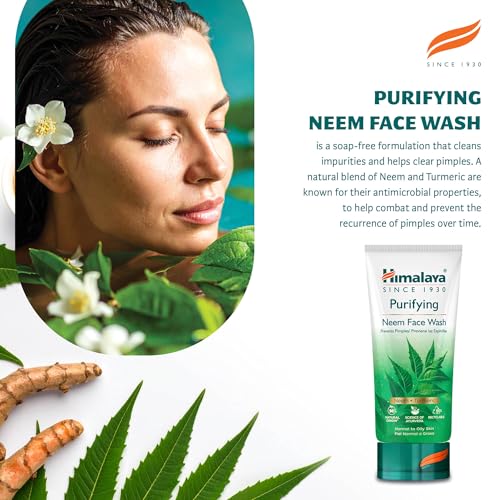 Himalaya Purifying Neem Face Wash with Neem & Turmeric, For Normal to Oily Skin, Formulated with 100% Herbal Ingredients -150ml (Pack of 2)