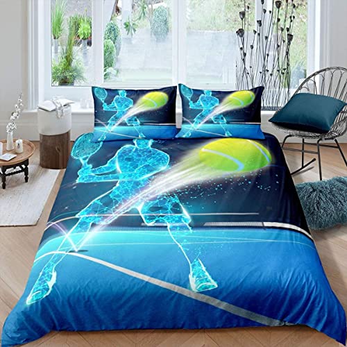 Fundas Nordicas Cama 105 Pelota de Tenis Funda de Edredón 200x200 cm 3D Tennisschläger Ropa de Cama 3 Piezas de Microfibra Hipoalergénica y 2 Fundas de Almohada 50x75cm, t1848