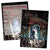 Generic 16Pcs Anime Birthday Invitations Japanese Anime Themed Party Invitation Cards for Kids Boys Birthday Party Supplies, Jujutsu