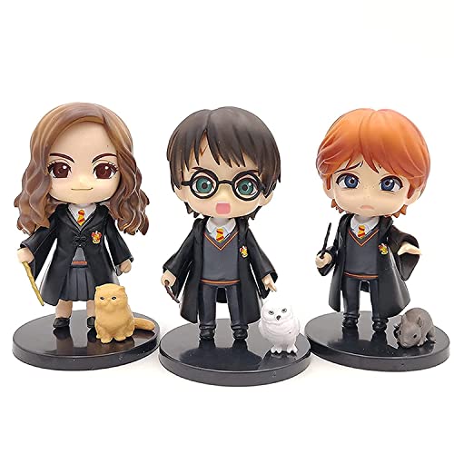 Image of Harry Potter 3pc Set with pet Action Figure Special Edition Action Figure for Car Dashboard, Decoration, Cake, Office Desk & Study Table (Pack of 3) (Height-8 cm) (Harry - Set of 3)