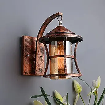 Twilight Wall Lights, Wall Lamp, Metal Oil Rubbed Vintage Rustic Wall Chimney Industrial Lamp Fixture Glass Shade (Corded Electric, Metal, Antique Copper)