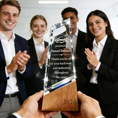 Image of Custom Crystal Award Trophy, Personalized Trophy with Company Logo & Text