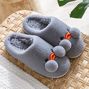 Flip Flop-GQ Winter schattig pluche cartoon indoor antislip warme slippers-38-39 yards_grey