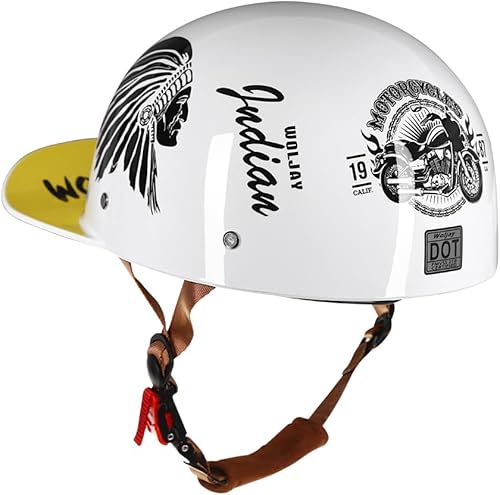Miniatura 3 de Casco abierto de estilo vintage retro para motocicleta, medios cascos estilo gorra de béisbol con lente desplegable para hombres y mujeres,