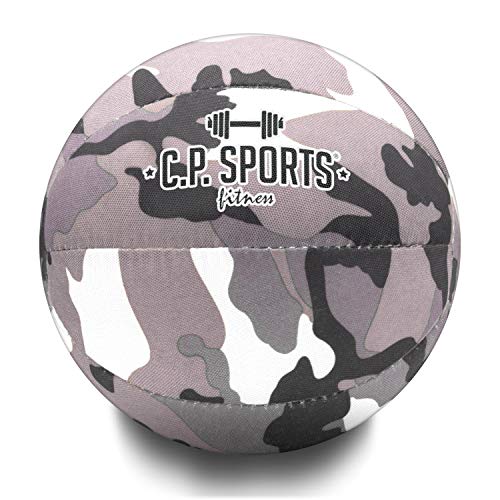Foto von C.P. Sports Medizinball Fitnessball 0,5 KG bis 15 KG strapazierfähiges Nylon Gewebe robuste Medizinbälle für Krafttraining Fitness Oliv weiß Camo Military – 12,5 KG weiß
