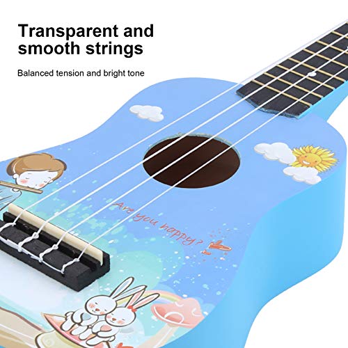 Ukulélé de 53,3 cm à motif de dessin animé 4 cordes en bois avec sac de transport pour enfants débutants (bleu) - Les Beatles, Paul McCartney, John Lennon, RIngo Starr, George Harrison Ukulélé de 53,3 cm à motif de dessin animé 4 cordes en bois avec sac de transport pour enfants débutants (bleu) – Image 3