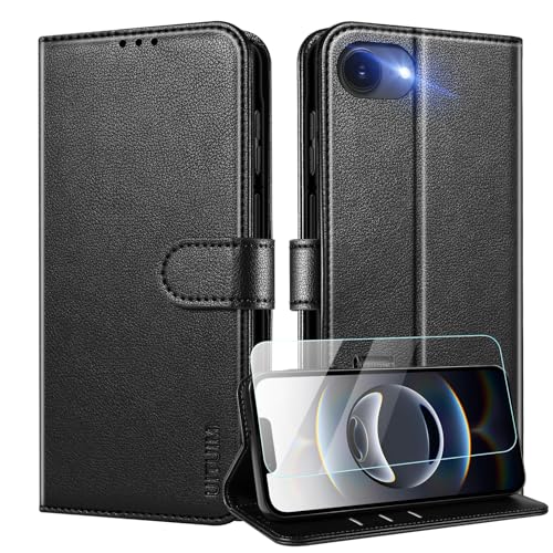 UITUIM Coque pour iPhone 16e / iPhone 17e Coque Etui Portefeuille Cuir avec Verre Trempé Protection Écran Porte Carte Rabat Clapet Flip Case Étui Cover...