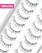 Lashes Natural Look, Wispy Eyelashes, Jiocolor False Eyelashes Natural Look, Fluffy Fake Mink Lashes,12 mm Strip Lashes 10 Pairs D1