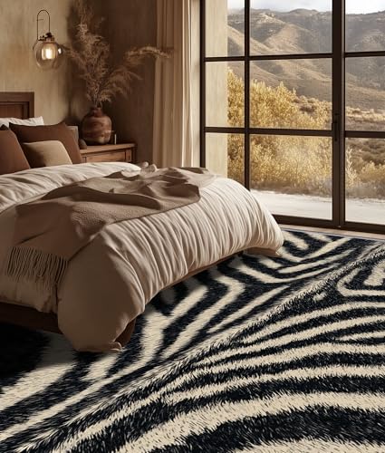 Tapete decorativo estampado cebra 4x5 Black Beige miniatura 4