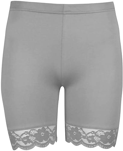 Prettymake Pantalones cortos de ciclismo para mujer, con ribete de encaje, para ciclismo, baile, yoga, gimnasio, ejercicio, pantalones cortos