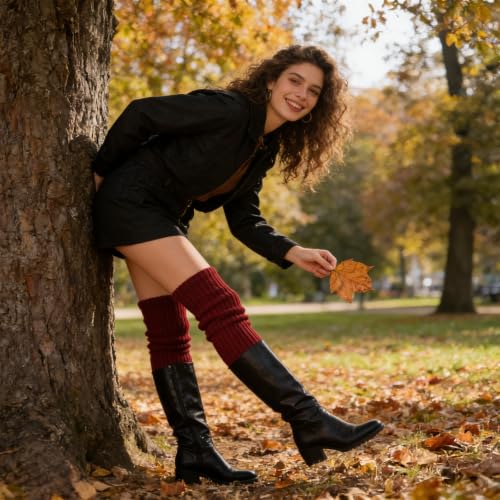 Image of XEPST 2 Pairs Leg Warmers for Women, High Boot Cuffs Knitted Boot Topper Warmers Over Knee Footless Socks for Winter Warmer