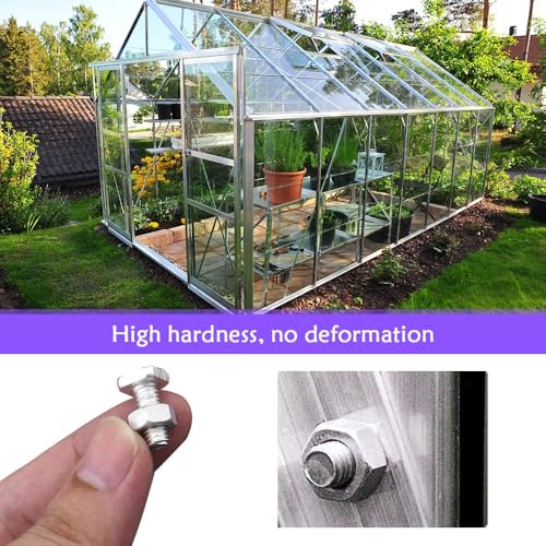 M6x22mm Aluminium Gewächshausschrauben und -muttern, Hochleistungsrost Hardware Kit für Gewächshaus-Montage und -Reparatur, Baugruppe enthält 20 Schrauben und 20 Muttern