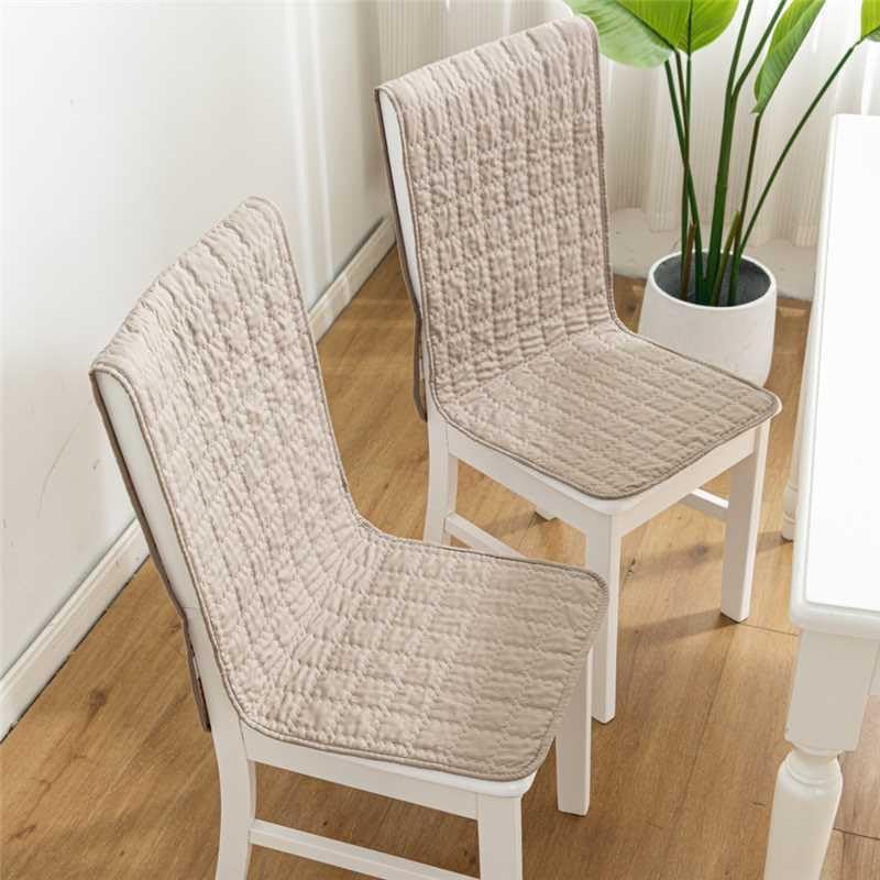 Image of HOMETHREADS Non-Slip Chair Cover-Universal Fit for Kitchen & Dining Chairs-Cushioned Comfort - Stylish Machine Washable Seat Cover-140x40(Beige, Pack of 2)