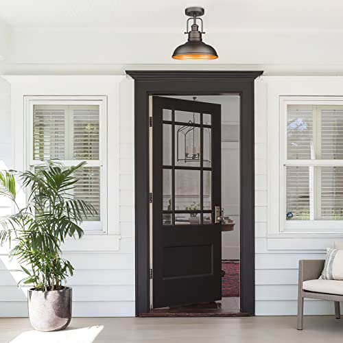 Image of zeyu Farmhouse Semi Flush Mount Light, Oil Rubbed Bronze, ZY41-F ORB
