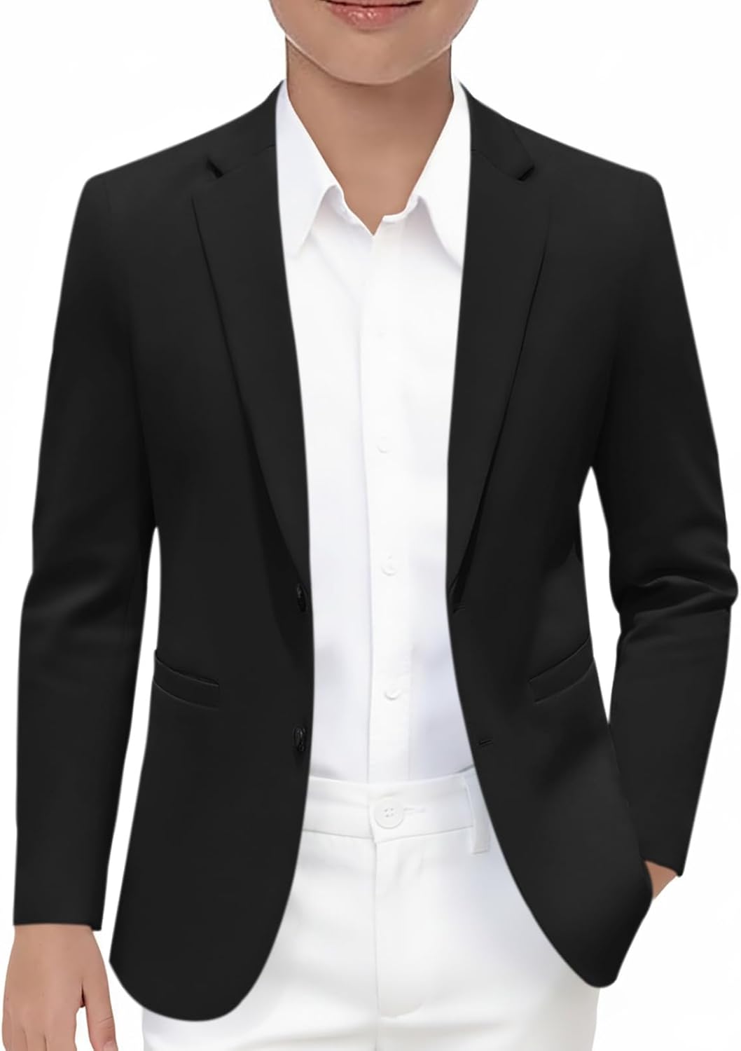 Haloumoning Boys Blazer Kids Casual Two Button Sport Coats Suit Jacket with Pockets 5-14 Years