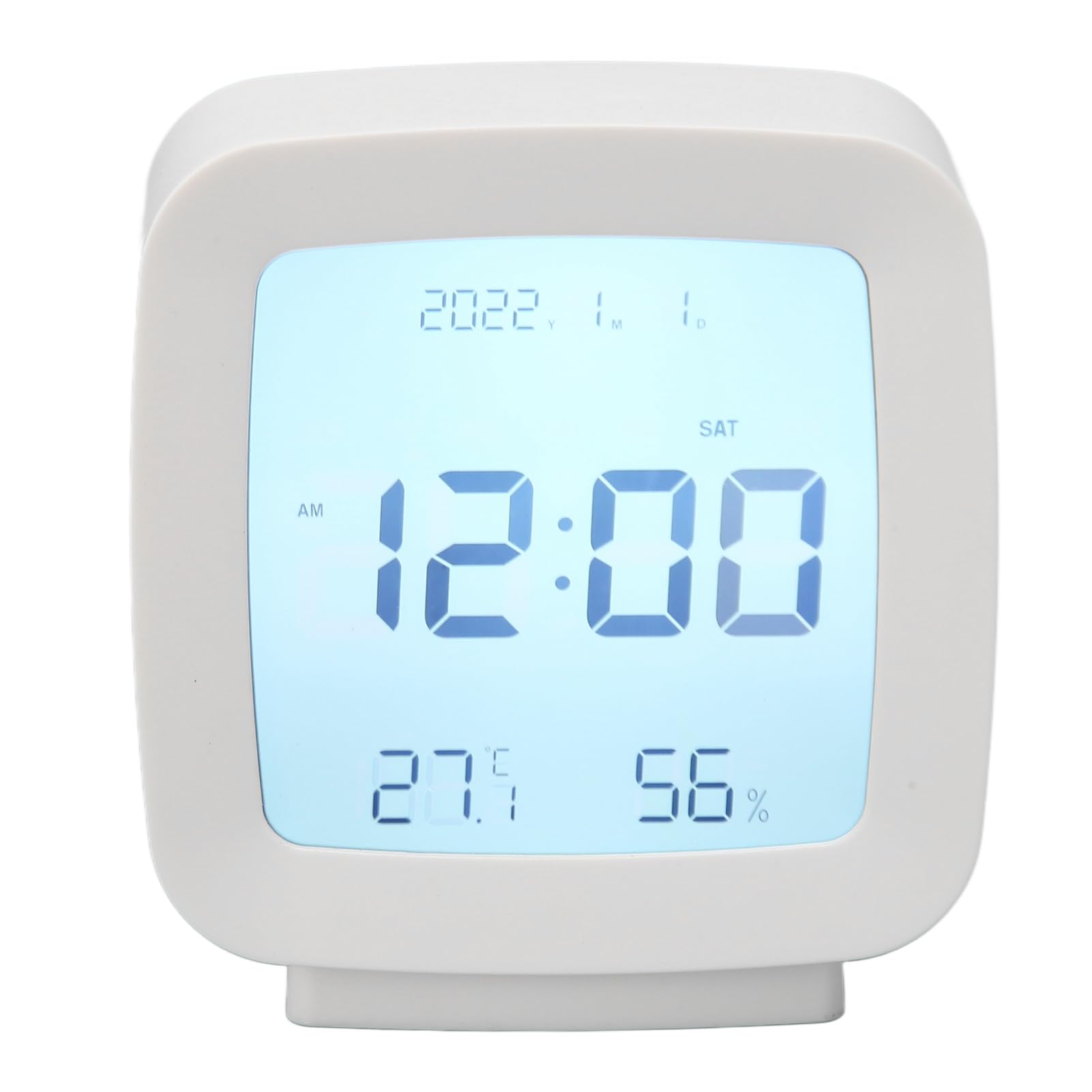 Miskall Small Clock Digital Battery Operated Alarm Clock with Auto Backlight Indoor Temperature Humidity 12 24H Date Travel