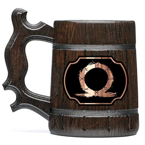 GOW Mug. Wooden Beer Mug Stein.Tankard. Gifts for Gamer