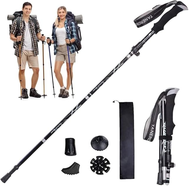 Trekking Poles, Collapsible Walking Poles for Men Women, Adjustable Lightweight Walking sticks for Trekking, Camping, Backpacking, Hiking