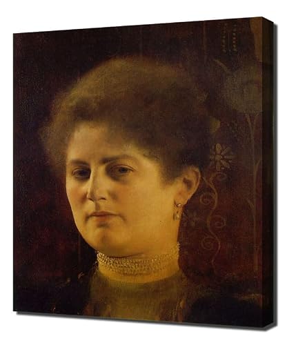 Klimt porträtt av en dam – kanvas väggkonst – canvas tryck på en träram – perfekt bild för väggdekoration