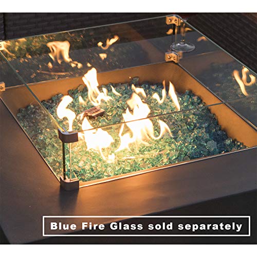 COSIEST-2-Piece-Outdoor-Propane-Firepit-Table-Set-Celadon-Faux-Stone-35-inches-Square-Fire-Table-w-50000-BTU-Stainless-Steel-Burner-Wind-Guard-w-Metal-Lid-20gl-Hideway-Tank-for-Garden-Porch