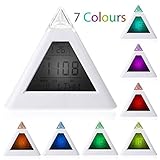 7 LED Color Changing Pyramid Digital Alarm Clock Fashion Electronic Alarm Thermometer Calendar Clock