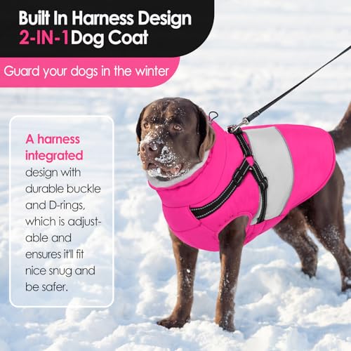 Image of AOFITEE Small Dog Coat, Dog Winter Coat with Harness Built in, Warm Dogs Jacket with Zipper & Polar Fleece Collar, Waterproof Pet Snow Jacket Snowsuit for Schnauzer, Chihuahua Yorkshire, S