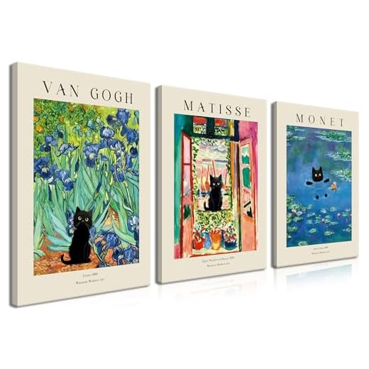 Monet Black Cat Canvas Art Set