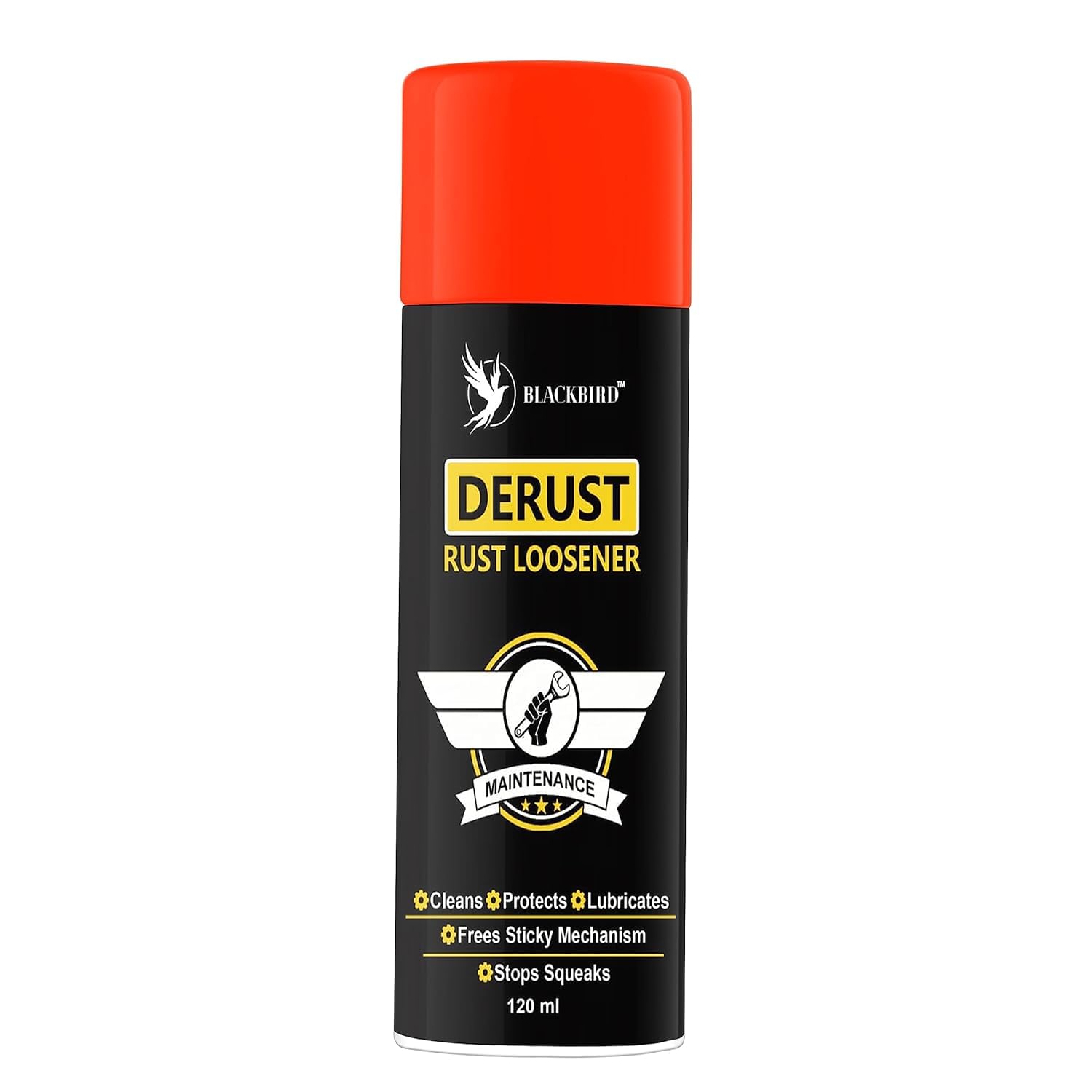BLACKBIRD De-Rust Spray & Rust Loosener | Penetrating Oil for Rusted Nuts, Bolts & Metal Parts | Lubricates, Displaces Water & Prevents Corrosion | Multi-Purpose Maintenance Spray (120 ML)-picture-36