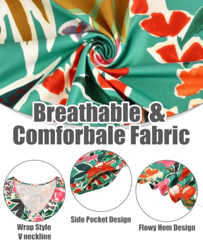 Image of CARCOS Plus Size Dresses for Women Summer Short Sleeve V Neck Patchwork Dresseses XL-5XL
