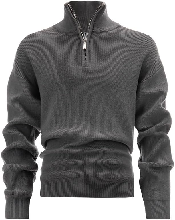 Men's Winter Casual Stand Up Collar Half Zipper Sweater Knitted