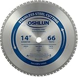 Oshlun SBFS-140066 14-Inch 66 Tooth Saw Blade with 1-Inch Arbor for Stainless Steel