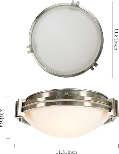 Miniatura 2 de Lámpara de techo de montaje empotrado, lámpara de techo de granja con vidrio semillado, moderna lámpara de techo en acabado negro para cocina,