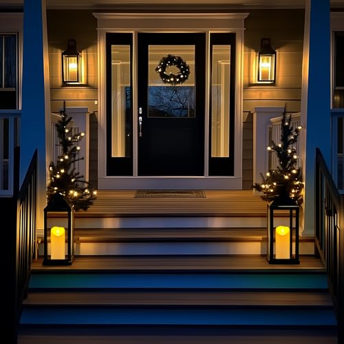Image of Homemory 4 inchx9 inch Outdoor Waterproof Flameless Candles with Timers and Remote Control, Battery Operated Candles, LED Plastic Candles, Dark Ivory, Set of 2