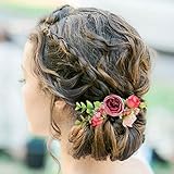 Fangsen Silver Boho Pink Rose Rose Buds Gypsophila Paniculata Flower Hair Comb Spring Wedding Bridal