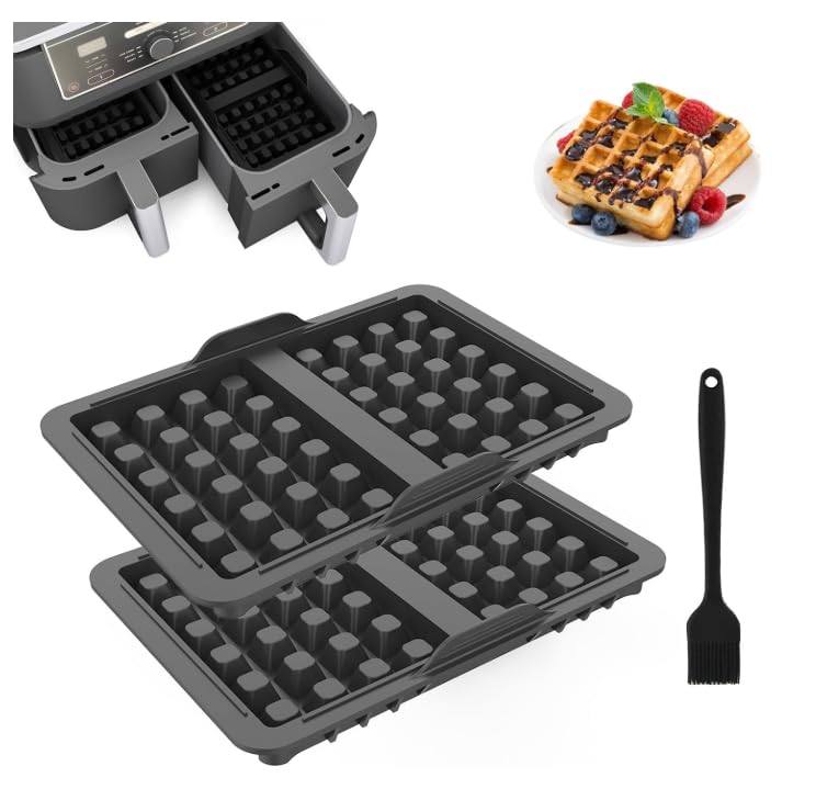 2 accesorios para freidora de aire caliente, accesorio para gofres, compatible con Ninja AF300EU, AF400EU, AF451EU, SL400EU y AF500DE, eficaz y reutilizable, accesorio de silicona para hornear