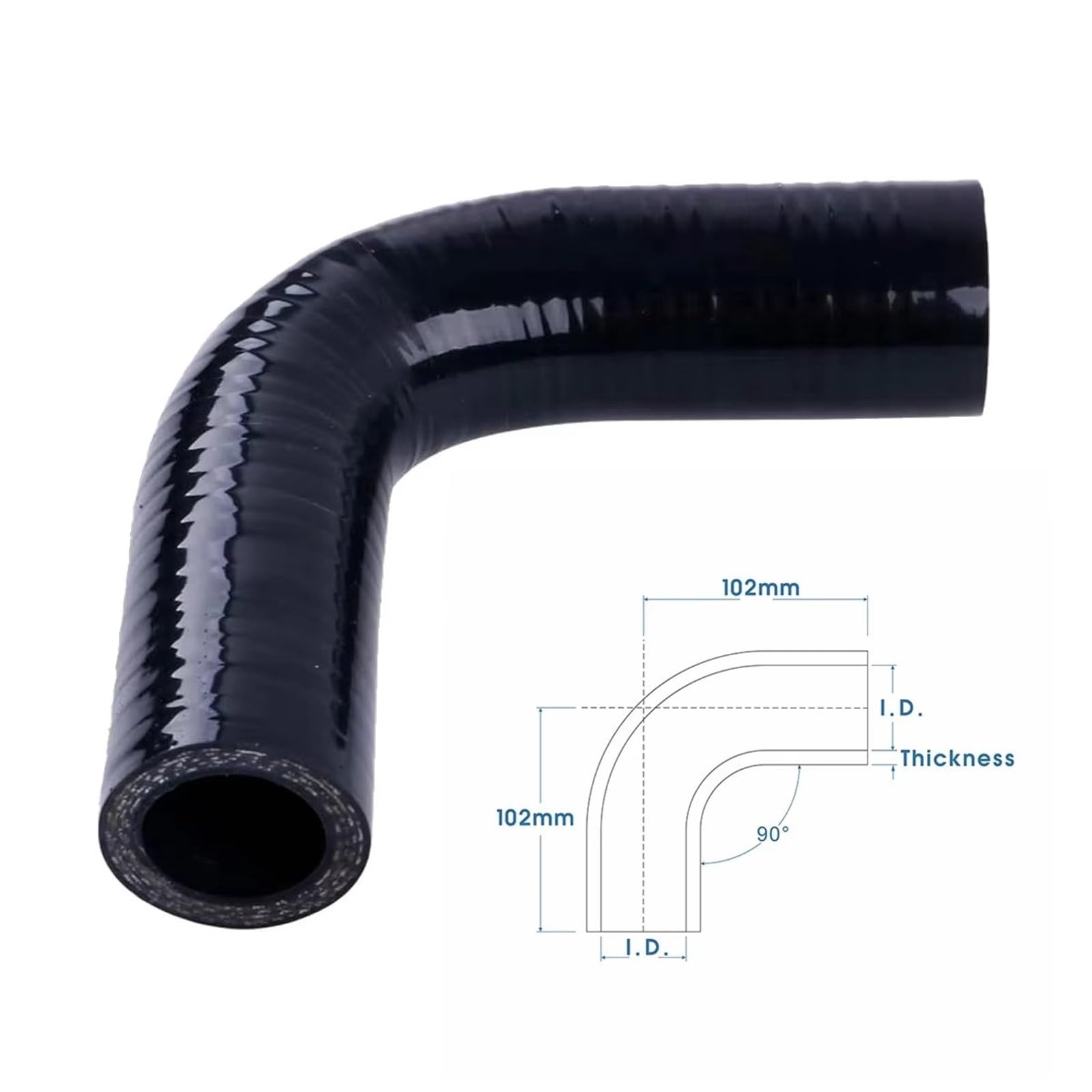 Wąż ssący powietrze Turbo 90 stopni Kolanko Silikonowa rura intercooler ID25mm 38mm 51mm 57mm 64mm 89mm 102mm 4-warstwowa rura ssąca powietrze