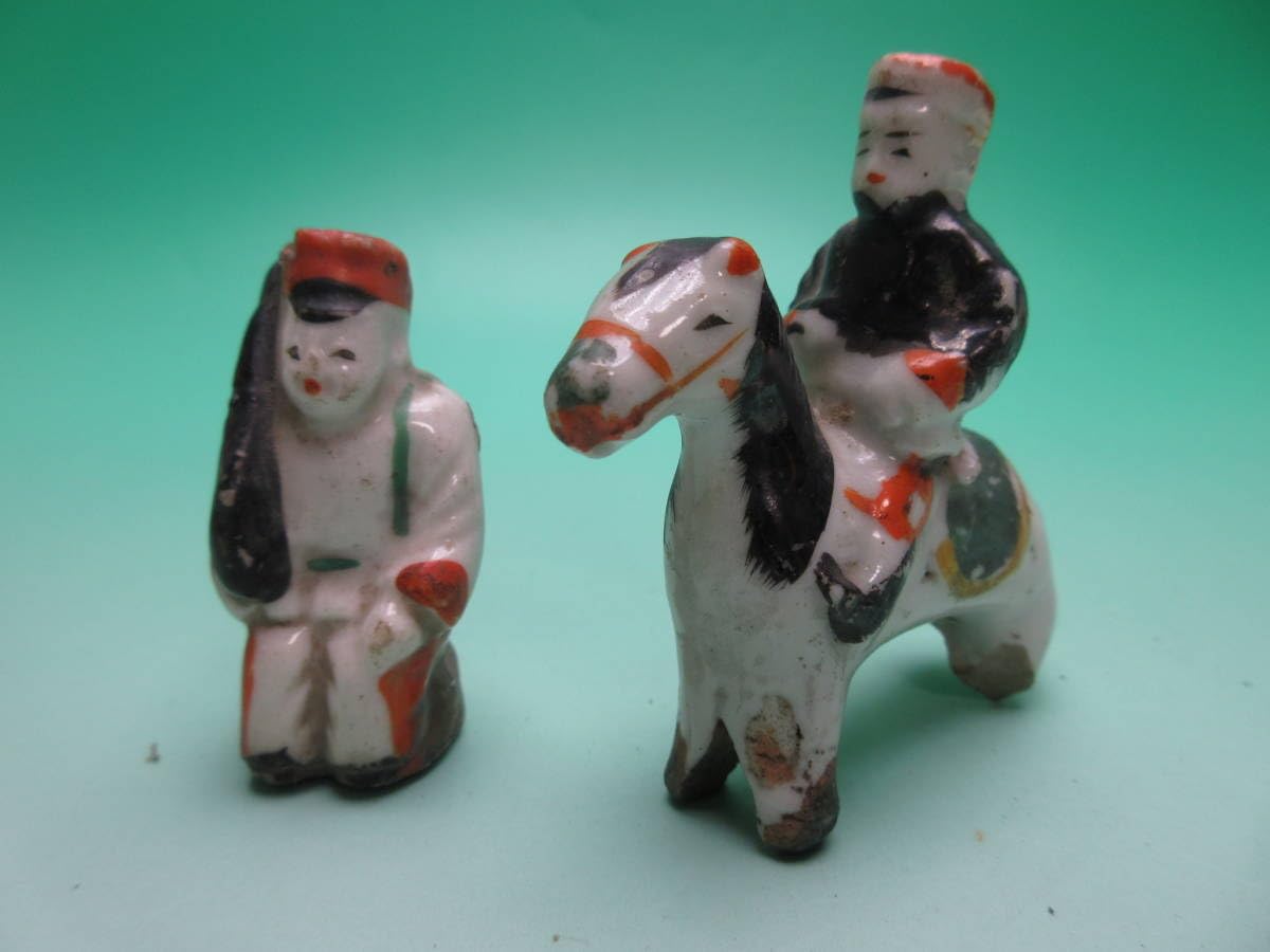 Amazon.co.jp: A 371 時代物 豆 陶器人形 兵隊 泥人形 検 郷土玩具