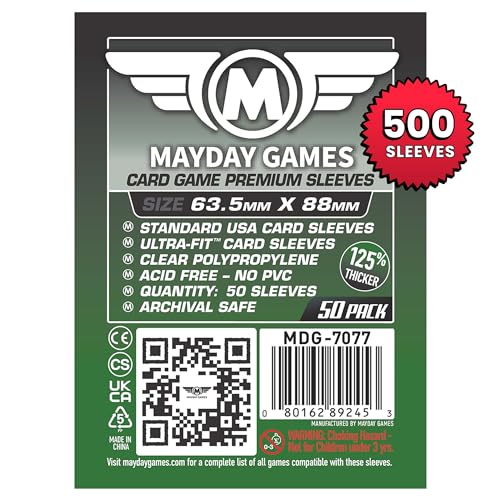 Mayday Games 7077 Clear Premium Card Sleeves 63.5x88 mm...