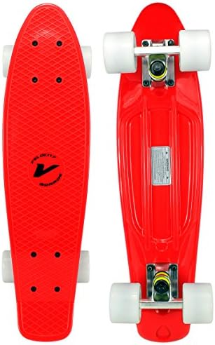 Velocity Boards PP Retro Cruiser Complete 22" Banana Skateboard w/ Aluminum Trucks, Fast ABEC-7 Bearings, High Quality Wheels & Bushings (Red)