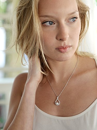 Mariell Pearl Drop Necklace With Cubic Zirconia Crystals For Brides, Weddings, Mother's Day Jewelry Gift #TOP2