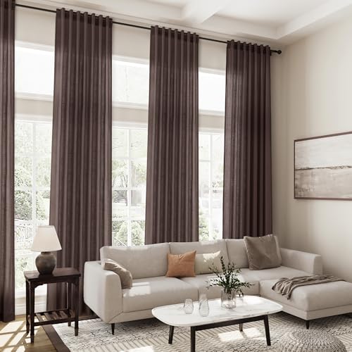 Image of Nanspring Extra Long Linen Curtains 100 Inch for Living Room Coffee