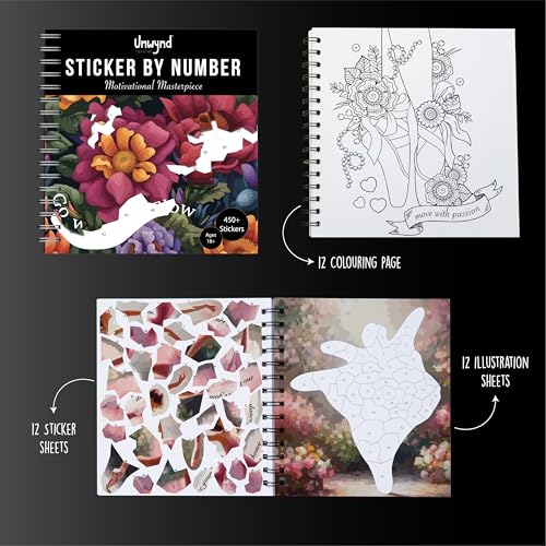 Image of Motivational Masterpiece Sticker by Number Book for Adults, Kids Art