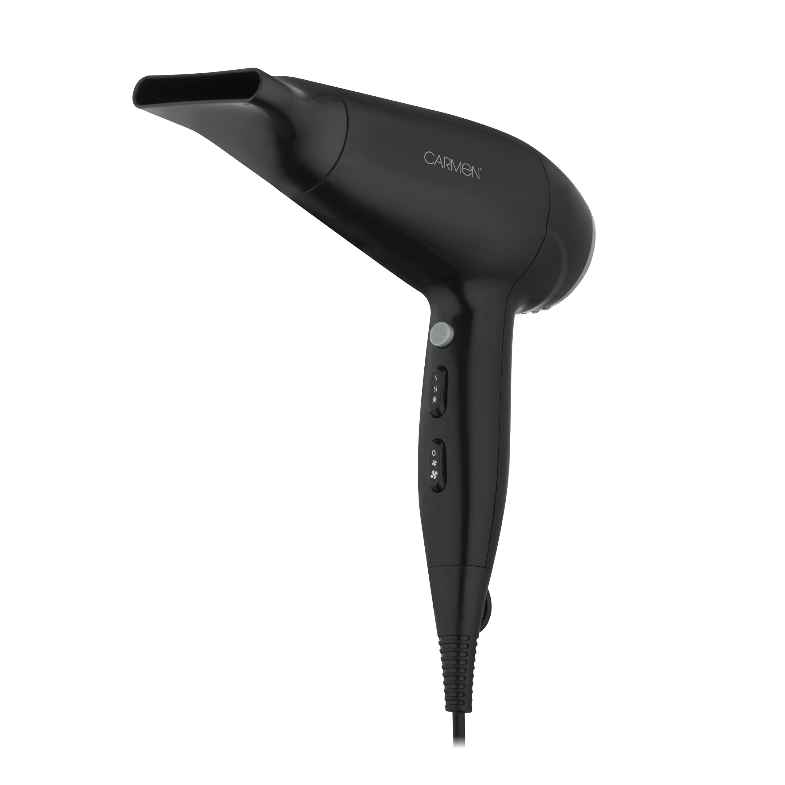 Carmen Hair Dryer with Concentrator Nozzle, Three Heat Settings, 2 Speed Settings, 2200W, Black and Grey, C81237BLK