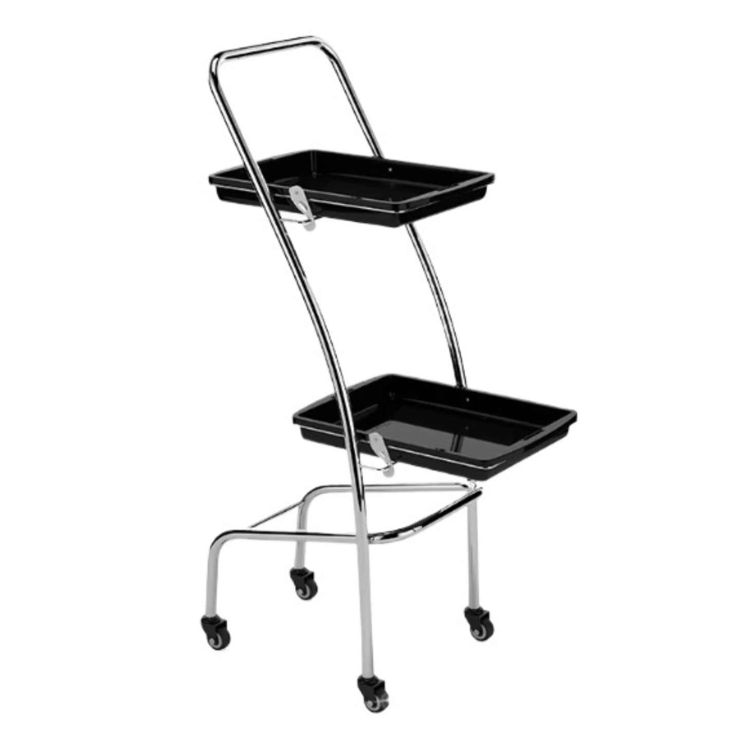 2 Layers Salon Tray With Wheels Rolling Storage For Clinic Spa For Barber Shops(Black)
