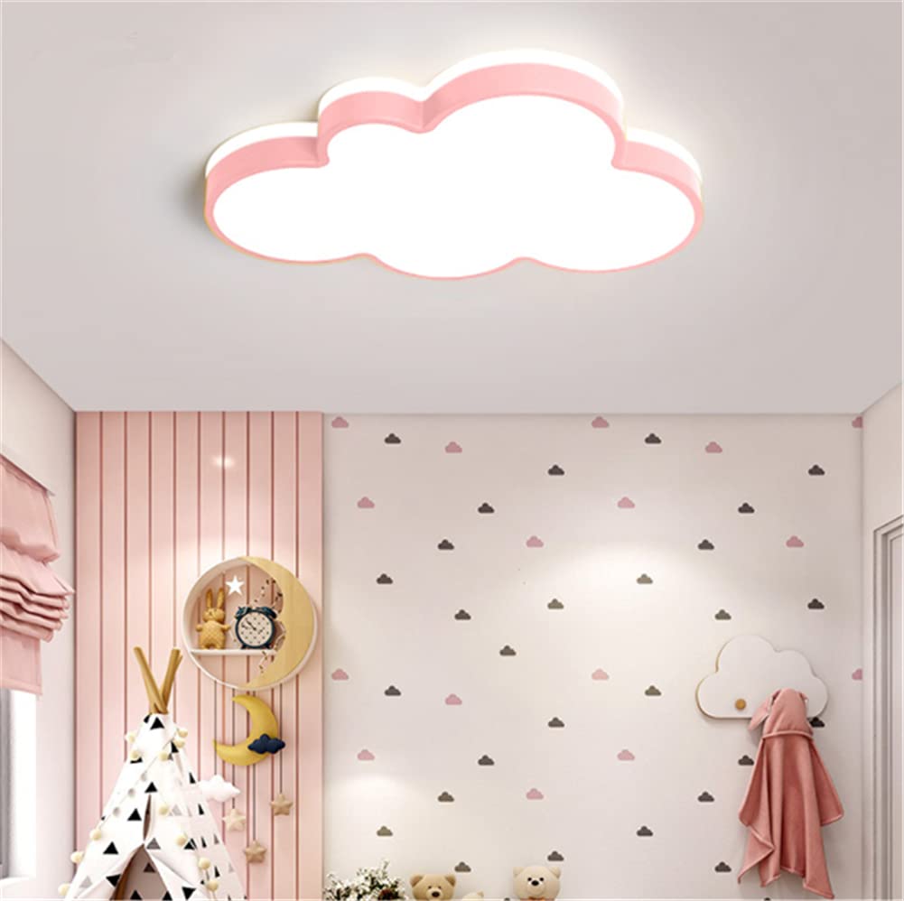 Kid’s Room LED Ceiling Lamp Creative Cloud Shape Flush Mount Ceiling Light Fixture Cartoon Acrylic Close to Ceiling Chandelier Lighting for Children Room Kid’s Bedroom (Yellow,19’’W-White Light) 92(P