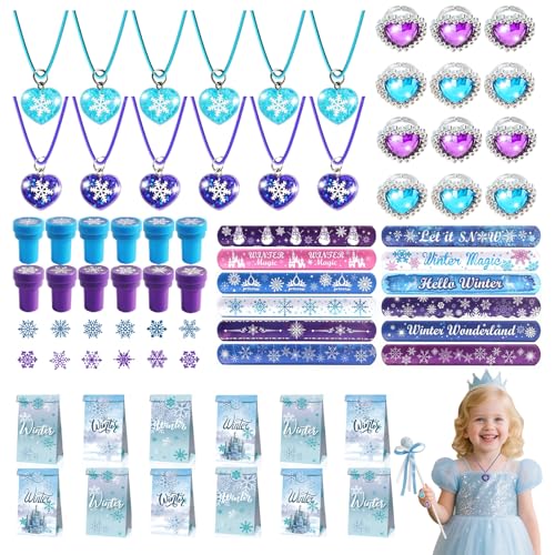 CESHMD Frozen Party Pensierino Anniversaire Enfants Collier Princesse, Figu Neige, Bracelets, Accessoires Princesse, Sac Cadeau