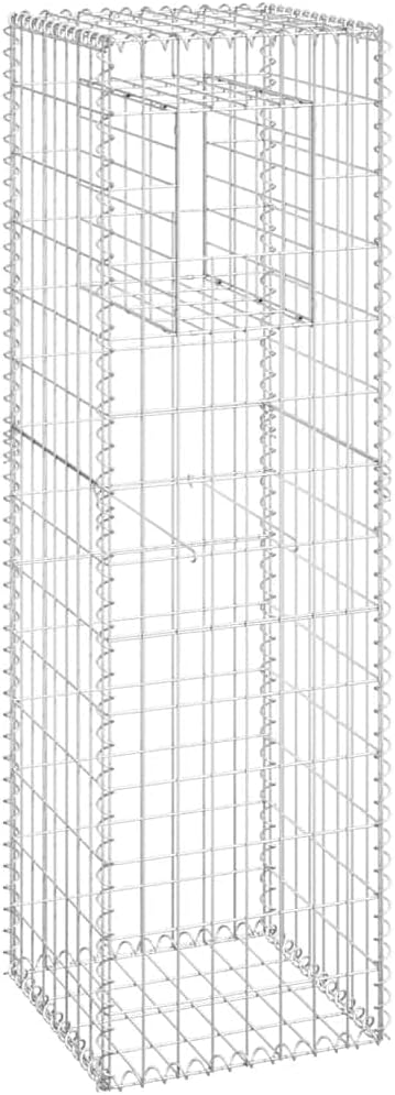 vidaXL Gabion Basket Post, Gabion Wall for Plants Stone, Gabion Basket Post for Outdoor Garden Patio Privacy Protection, Rock-Stone Wall, Post Iron