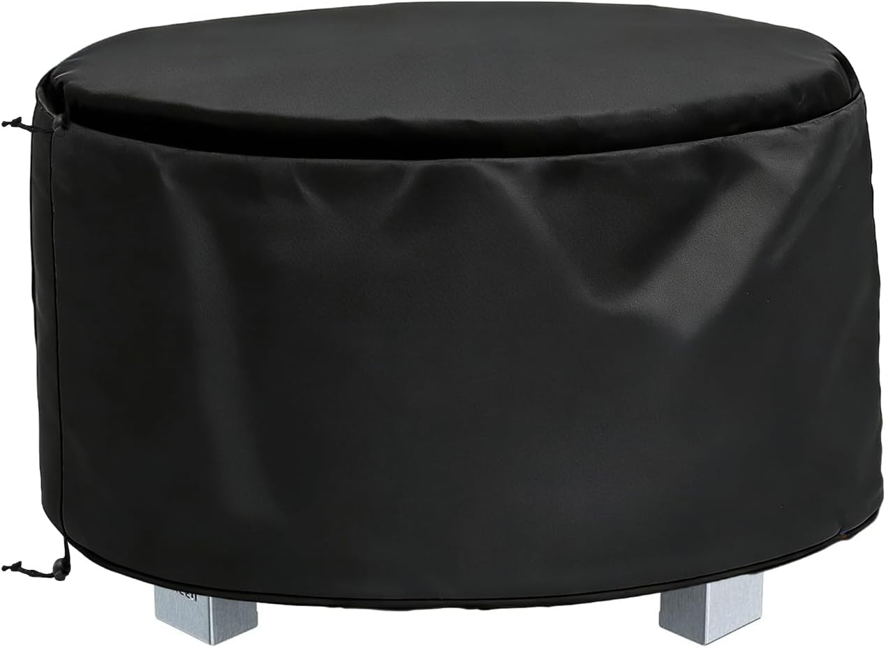 Round Fire Pit Cover for Breeo Smokeless Fire Pit X Series 24, 27.5" Dia x 15" H, Black 600D Heavy Duty Waterproof, UV& Fade Resistant Fire Pit Cover with Adjustable Drawstring, Durable and Sturdy