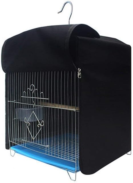 Anjing Square Shape Light Proof Bird Cage Cover Durable Polyester Waterproof Canary Shade Cover with Double Zippers Black